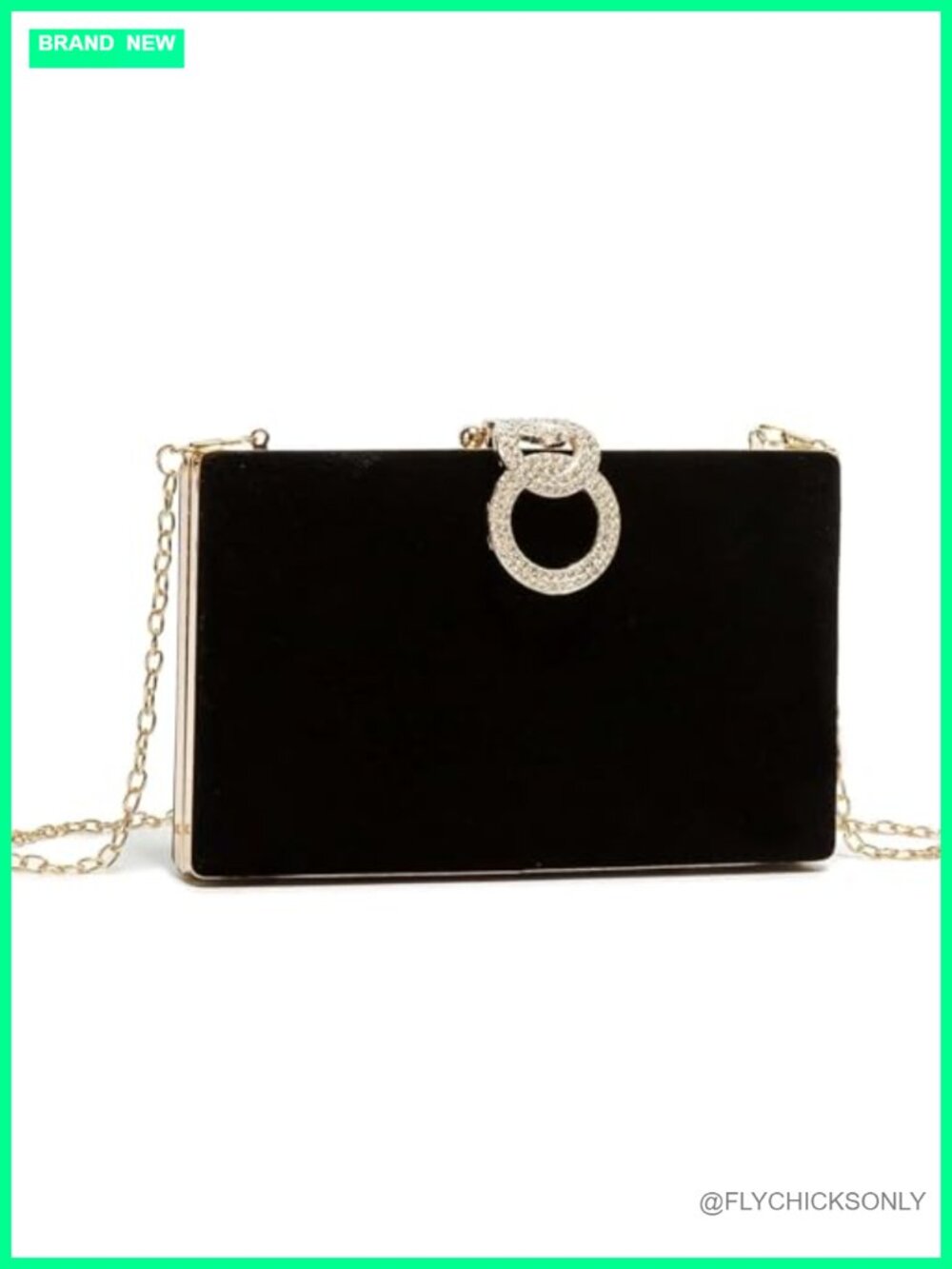 Women's Faux Leather Evening Clutch Bag with Removable Chain